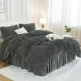 thumbnail image 2 of Dark Grey Comforter Set King Size, 3 Pieces Faux Fur Gray Fluffy Fuzzy Plush Bedding Comforter Set, Soft Puffy Comfy Down Alternative Comforter Bed Set, 2 of 16