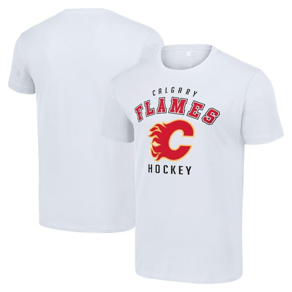 Men's Starter White Calgary Flames Logo T-Shirt