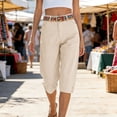 thumbnail image 6 of Utoimkio Single Button Fly Cuff Button Detail Capri Cropped Pants for Women Solid Mid Calf Casual Walking Outdoor Trousers with Side Slip Pockets, 6 of 9