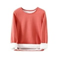 thumbnail image 2 of Sakmal Pullover Pajama Tops for Women Long Sleeve Warm Fleece Loungewear Crew Neck Red Loungewear for Women XL, 2 of 5