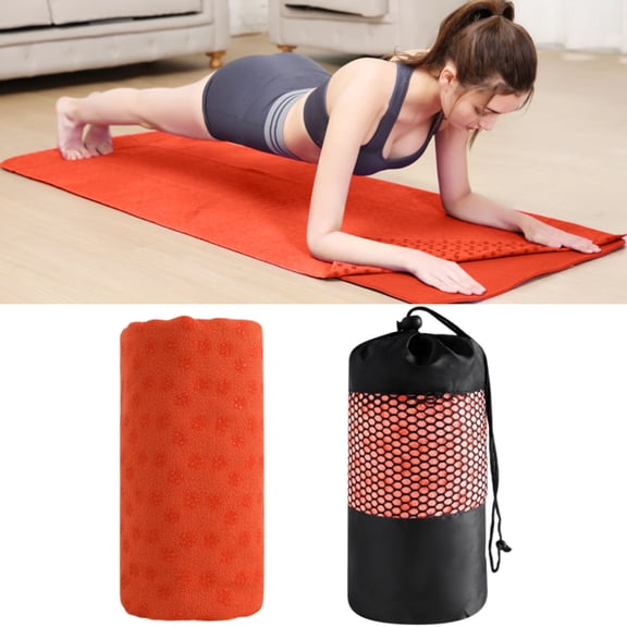 Yoga Towel Non Slip, Sweat Absorbent Hot Yoga Mat Towel with Grip Dots, Quick Dry Microfiber Yoga Towel for Bikram Pilates Gym Workout, Lightweight Yoga Accessories with Carry Bag