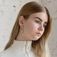 thumbnail image 3 of Alexcraft Thick Gold Chunky Earrings Steling Silver Post Hoops Earrings For Women Hollow Tube Hoops Earrings Hypoallergenic Lightweight Huggie Hoop Large Earrings, 3 of 7