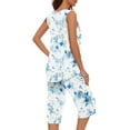 thumbnail image 5 of Atogsazn Women's Capri Pajama Sets Floral Print Sleeveless Sleepwear Top and Capri Pants 2 Piece Loungewear with Pockets Sky Blue XL, 5 of 7