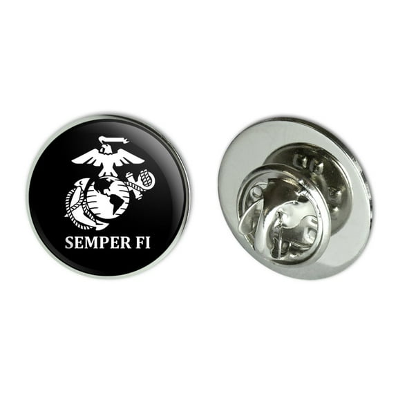 Marine Corps USMC Semper Fi Black White Logo Officially Licensed Metal 0.75" Lapel Hat Pin Tie Tack Pinback