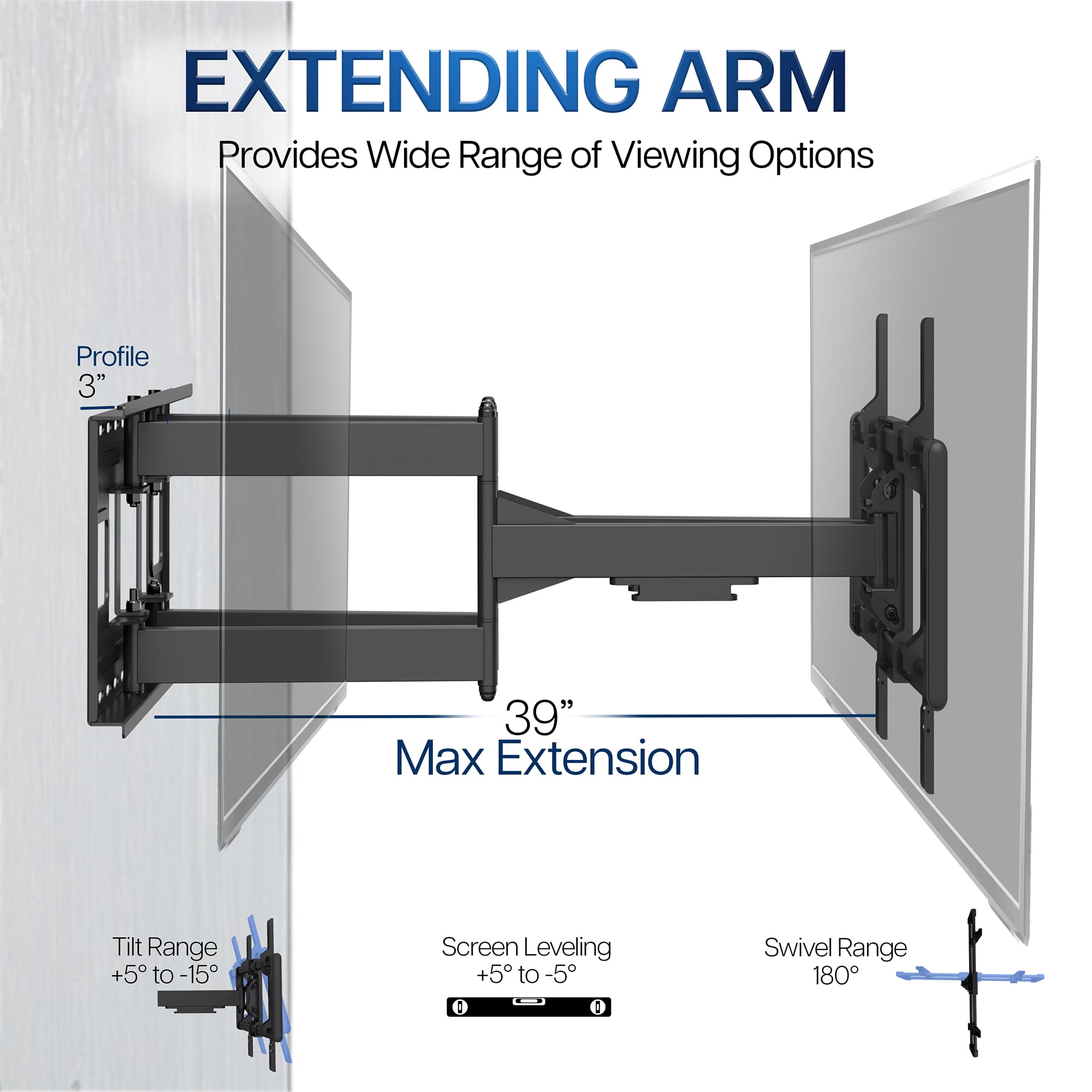 VIVO Heavy Duty Full Motion 43" to 85" TV Wall Mount with Long Extension Arm