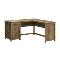 Bush Furniture Knoxville 60W L Shaped Desk with Cabinet in Reclaimed Pine