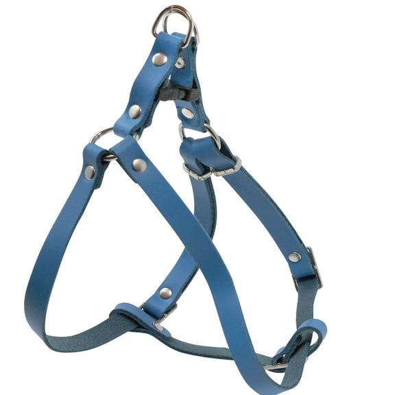 Genuine Leather Adjustable Step-in Dog Harness 2 Sizes Small XSmall [Blue]