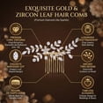 thumbnail image 4 of Miallo Gold Wedding Hair Comb - Vintage Crystal Bridal Headpiece - Leaf Hair Accessories for Bride, 4 of 7