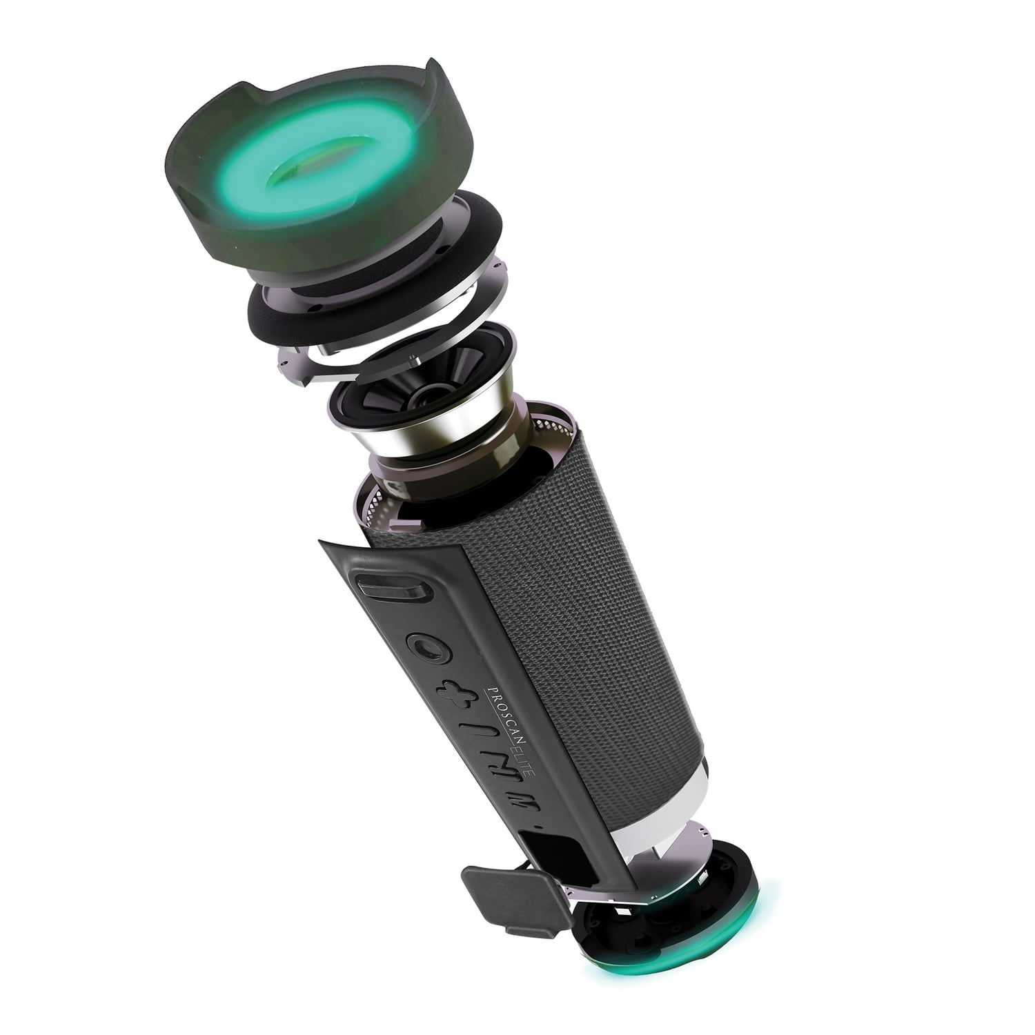 Proscan Elite Portable Light-up Waterproof Bluetooth Speaker with 360° Sound and FM Radio, Black