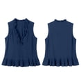 thumbnail image 4 of RYRJJ Women Y2K Babydoll Ruffle Tank Tops Linen V-Neck Pleated Peplum Vest Cute Summer Sleeveless Flowy Cropped Shirts(Navy,XXL), 4 of 8