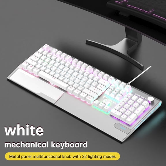 K1000 Mechanical Keyboard Wired 104-key Red Switches Gaming E-Sports Customized(White)