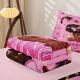 thumbnail image 5 of Homewish Cute Princess Girl Zipper Twin Comforter Sets with Fitted Sheet and 2 Pillowcases,Cartoon Black Girly Colorful Loves Print Zipper Bedding Set For Kids,Pink Reversible,4 Pieces, 5 of 7
