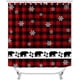 thumbnail image 2 of Juego de 4 cortinas de ducha navideñas, diseño de búfalo rojo y negro, con diseño de gnomo, pájaro cardenal, corona navideña, decoración rústica de casa de campo, cortina de ducha de tela, 2 of 7