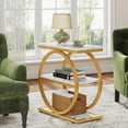 thumbnail image 4 of Tribesigns End Table, Wood Side Table with Black Metal Frames, Narrow End Table with 3 Storage Shelves for Living Room, 4 of 7