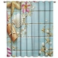 thumbnail image 3 of Pcs Summer Beach Shower Curtain Sets Sea Ocean Bathroom Set Decor with Non-Slip Rugs Bath U-Shaped Mat Toilet Lid Cover Waterproof Starfish Shell Bathroom Curtain Shower Set with 12 Hooks, 3 of 7