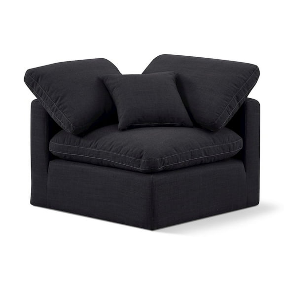 Meridian Furniture Indulge Contemporary Linen Fabric Corner Chair in Black