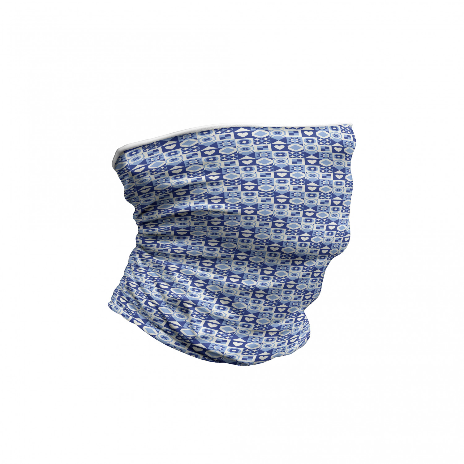Ambesonne Navy Blue Neck Gaiter, Abstract Grid Squares, Unisex, Pale Blue Dark Blue, by