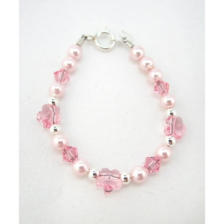 - Pink Swarovski Pearls and Flower Crystals Bracelet