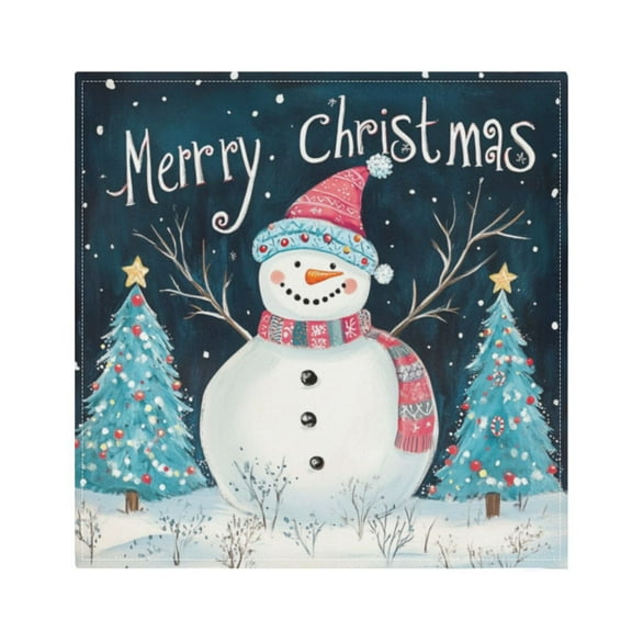 Napkin Satin Napkin 20*20Inchx1 Kitchen Towel Dinner Plate Towel Decorative Towel Napkin Tea Towel Suitable For Kitchen Table Christmas Smiling Snowman Picture