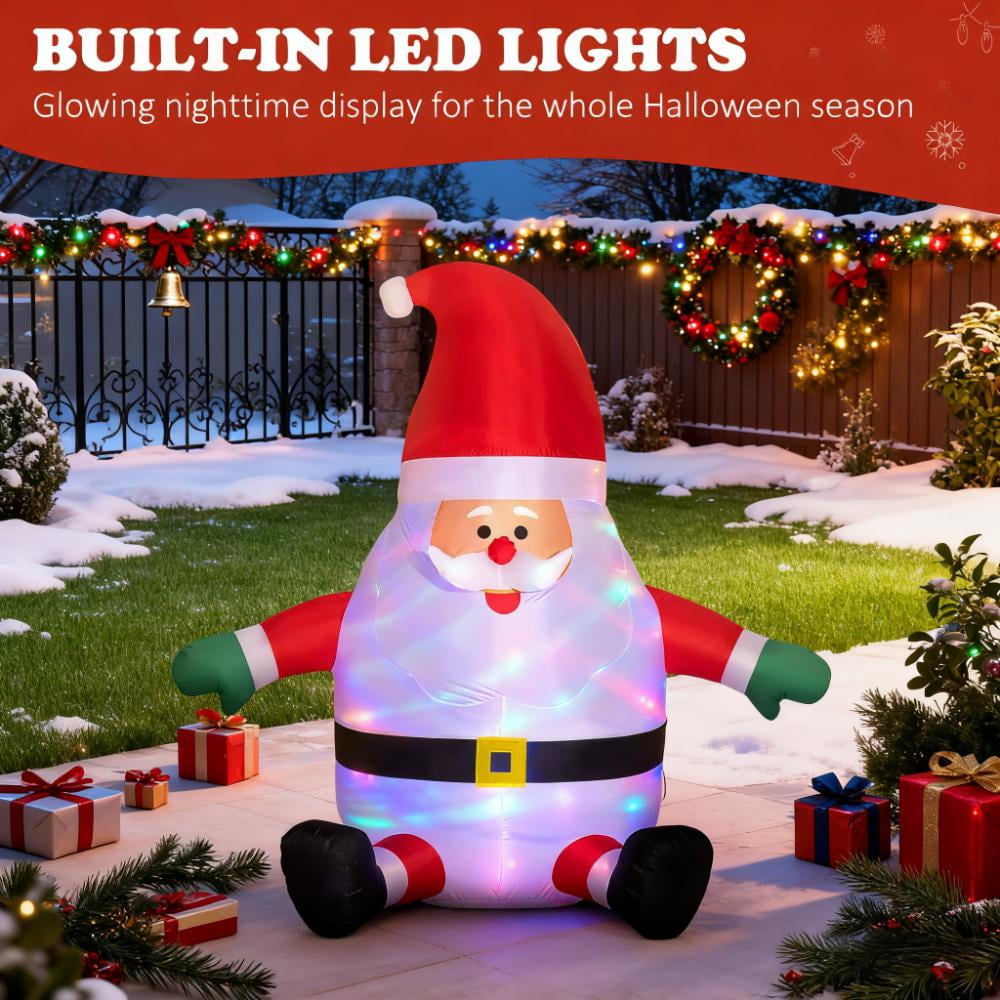 Inflatable Santa Claus with Rotating Magic Ball Light Outdoor Christmas Yard Decoration