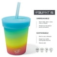 thumbnail image 3 of Silipint: Kids Straw Tumblers 8oz: 2 Pack - Glow Blue Ombre & Glow Green Ombre - Silicone Unbreakable Cups w/ No Leak Lids, Hot & Cold Drinks, 3 of 8