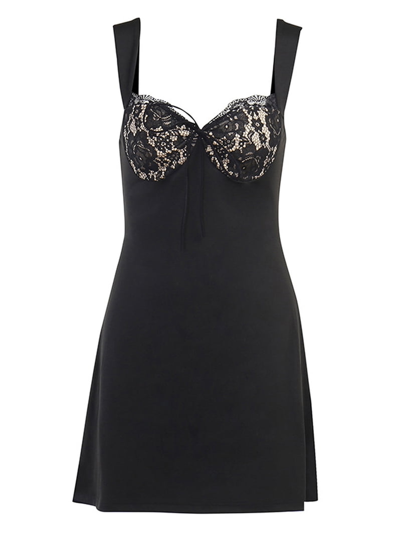 Women Lace Trim Satin Mini Dress Strap Backless Short Bodycon Dress Summer Low Cut Dress Party Going Out Dresses - Walmart.com Women Lace Trim Satin Mini Dress Strap Backless Short Bodycon Dress Summer Low Cut Dress Party Going Out Dresses - Walmart.com