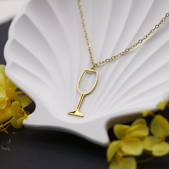 Unique Wine Glass Charm Necklace Stainless Steel Cup Pendant Choker For Women Men Daily Wear Party Jewelry Lovers Gift
