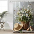 thumbnail image 2 of Small Stall Shower Curtain 48x72 Inch Narrow Half Size Spring Floral Bath Curtains Bathroom Decor Summer Flower Pastoral Watercolor Bee Waterproof Fabric Shower Curtain Set with Hooks 48 Inch, 2 of 6
