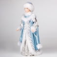 thumbnail image 4 of STP Goods Snow Maiden in Blue Fur Coat Collectible Doll 11” (28 cm) Snow Maiden Christmas Figurine Holiday Décor Xmas Standing Decoration Xmas Figure Doll Decoration, Blue White Silver, 4 of 7