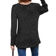 thumbnail image 5 of Hibeli Women Square Neck Long Sleeve Buttons Side Slit Hem Ribbed Tunic Tops, 5 of 7