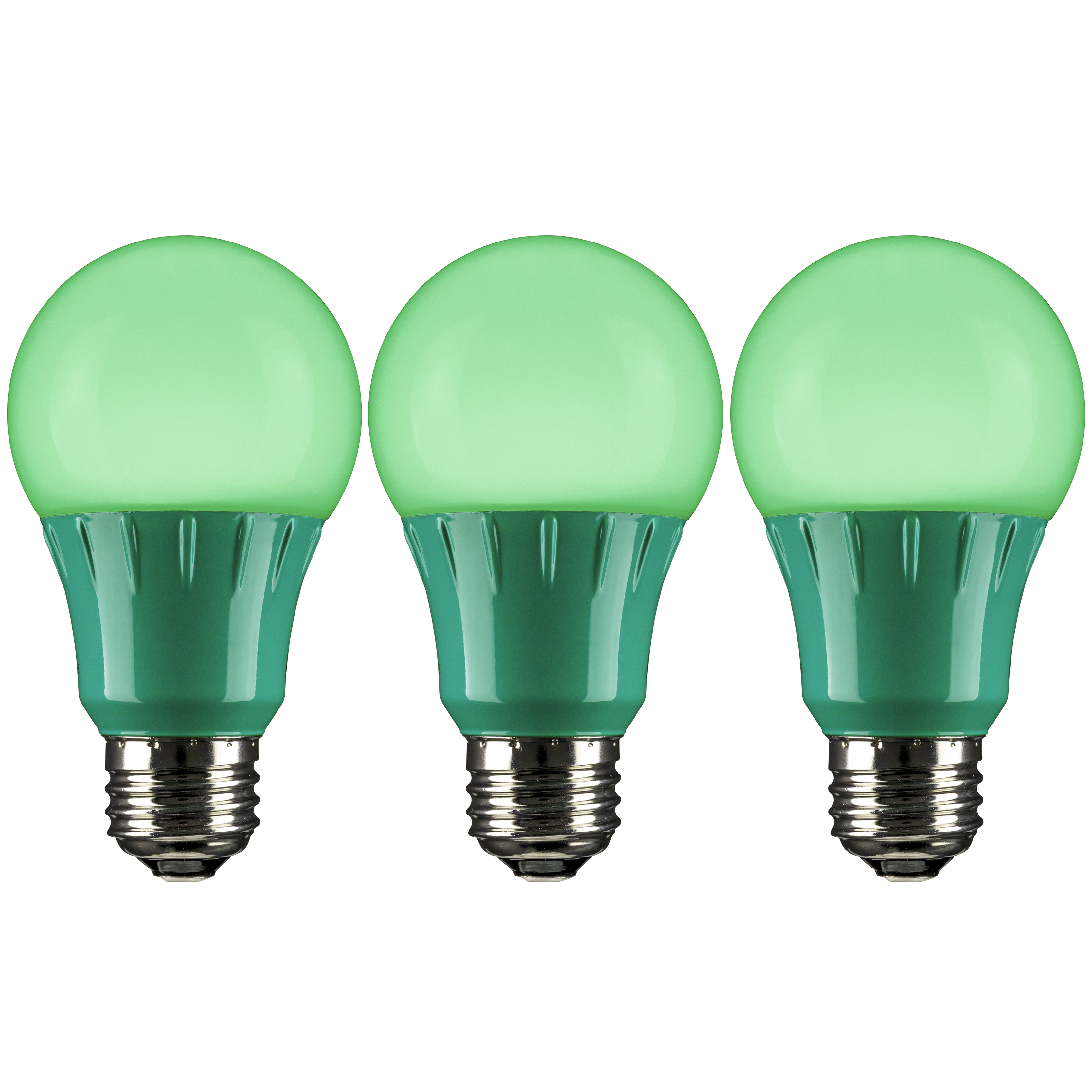 Diodesy- Pack of 3 A19/3W/G/LED/3PK LED Green Light Bulb, Colored Light Bulb for Porch, Party Decoration, Holiday and Home Lighting, Christmas Halloween Party Decoration, 3W, Medium Base E26 UL Listed