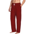 thumbnail image 2 of Uemuo Maroon Pattern Men's Wide Leg Palazzo Lounge Pants with Pockets Light Weight Loose Comfy Casual Pajama Pants-Small, 2 of 9