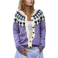 thumbnail image 5 of Arlun Fair Isle Cardigan Sweaters for Women Long Sleeve Loose Fit Button down Sweater Outwear Open Front Casual Soft Comfort Warm Fall Winter Knit Jackets Purple XXXL, 5 of 7