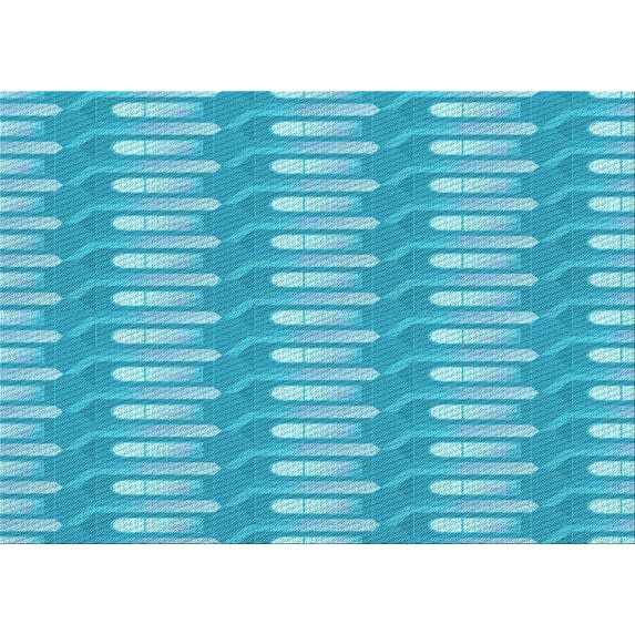 Ahgly Company Indoor Rectangle Patterned Bright Turquoise Blue Area Rugs, 8' x 10'
