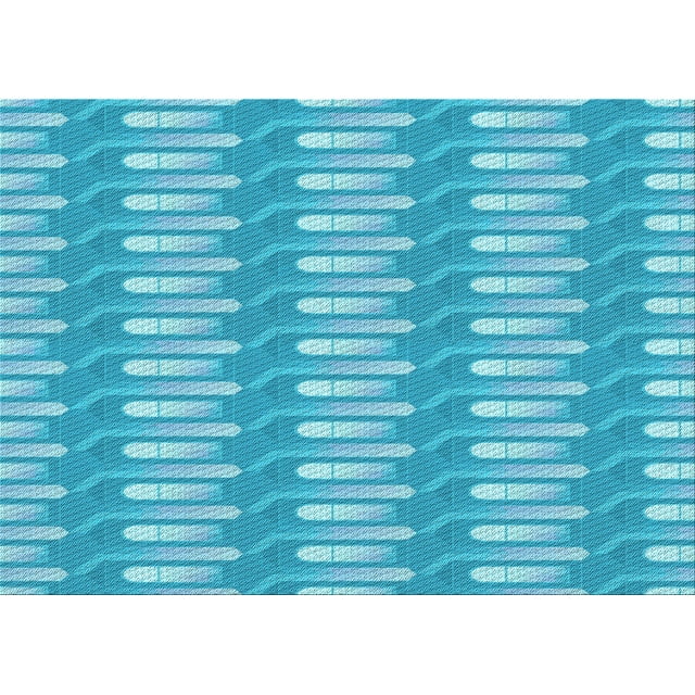 Ahgly Company Machine Washable Indoor Rectangle Transitional Bright Turquoise Blue Area Rugs, 2' x 4'