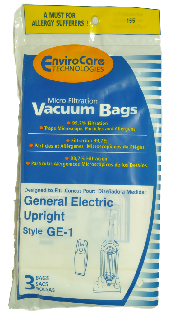 GE Upright Vacuum Cleaner Bags, Style GE1, EnviroCare Replacement Brand, designed to fit GE