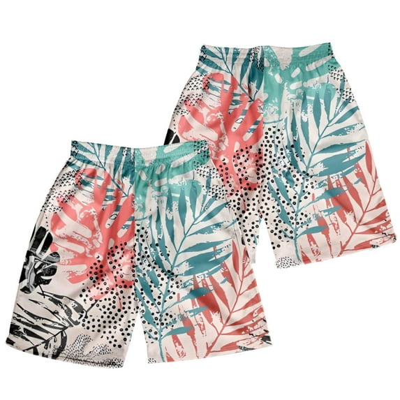 kingque Hawaiian Print Shorts for Men Surfing Swimming Board Shorts Trunks Swimwear Beachwear Summer Short Pants