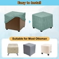 thumbnail image 4 of 2Pack Jacquard Square Ottoman Cover Fit Length 13"-18", S-Large, Pine Green, 4 of 6
