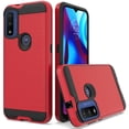 thumbnail image 1 of Kaleidio Case For Motorola Moto G Pure, Moto G Power (2022) [Brushed Metal Texture] Hybrid 2-Piece Armor [Shockproof] Slim Cover [Red/Black], 1 of 4