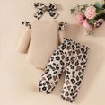thumbnail image 3 of Baby Girl Clothes 0 3 6 9 12 18 Months Letter Print mommy little girl Long Sleeve Ruffle Romper and Leopard Pant Headband Sets Cute Baby Girl Winter Clothes, 3 of 7