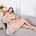 thumbnail image 5 of Oversized Wearable Blanket Hoodie,Pink Sun Planet Moon Star Pattern Sherpa Blanket Hoodie with Super Pockets,Super Warm Fuzzy Pullover for Women & Men, 5 of 6