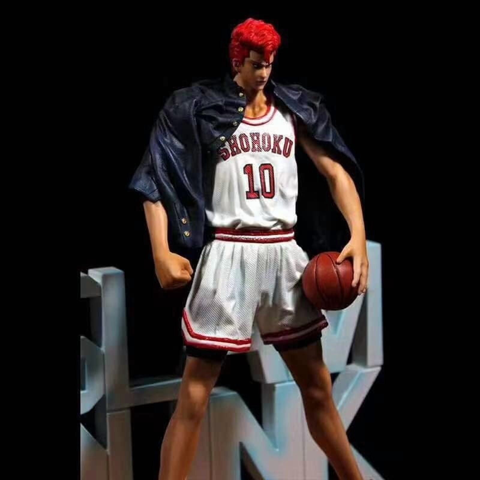Hanamichi Figure Standing Basketball Sakuragi Hanamichi Figures 34cm/13.4inch Anime Character Decor Statue Model Desktop Ornament Gifts (White)