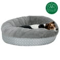 thumbnail image 5 of Furhaven Pet Products Plush & Diamond Print Calming Donut Pet Bed - Gray, Medium, 5 of 12