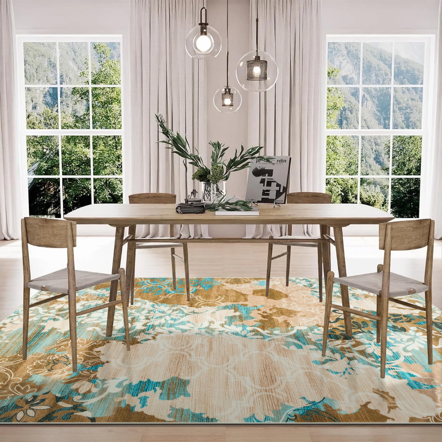 Astorug Modern Abstract Area Rugs 5x8, Large Washable Rugs for Living Room Soft Rugs for Bedroom, Orange
