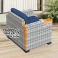 thumbnail image 4 of 7-Piece Outdoor Patio Furniture Set, All-Weather Rattan Sectional Sofa with Waterproof Cushions & Tempered Glass Table, Perfect for Garden, Poolside, Backyard (Navy Blue), 4 of 8