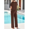 thumbnail image 6 of PRETTYGARDEN Women's Summer 2 Piece Matching Lounge Sets Short Sleeve Shirts Tops Wide Leg Pants Travel Airport Outfits, 6 of 7