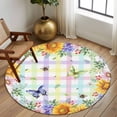 thumbnail image 2 of Round Rug 7Ft Washable Non-Slip, Sunflowers Circle Area Rugs for Living Room Bedroom, Spring Flowers Butterflies Hydrangea Watercolor Indoor Floor Mats Carpet Runner for Home Decor Aesthetic, 2 of 8