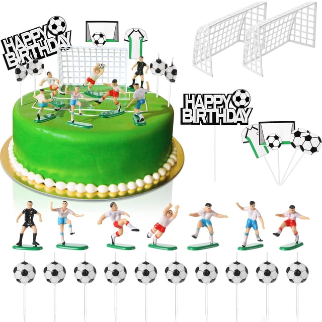 Decoración para tartas Tallew Soccer, feliz cumpleaños, 24 unidades