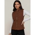 thumbnail image 3 of NE PEOPLE Women’s Quilted Vest – Lightweight Sleeveless Full Zip Up Casual Stand Collar Padding Gilet Jacket with Pockets NEWV40 Brown XL, 3 of 8
