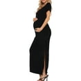 thumbnail image 4 of Women's Short Sleeve Maternity Dresses Clothes Split Pregnancy Maxi Dresses, 4 of 5
